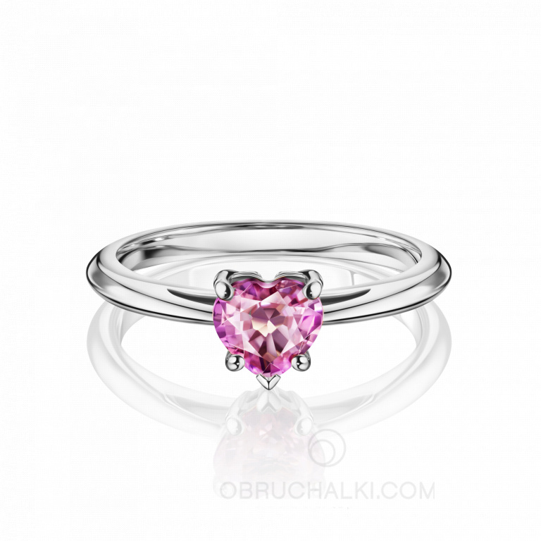 Помолвочное кольцо с розовым сапфиром огранки сердце SAPPHIRE HEART RING