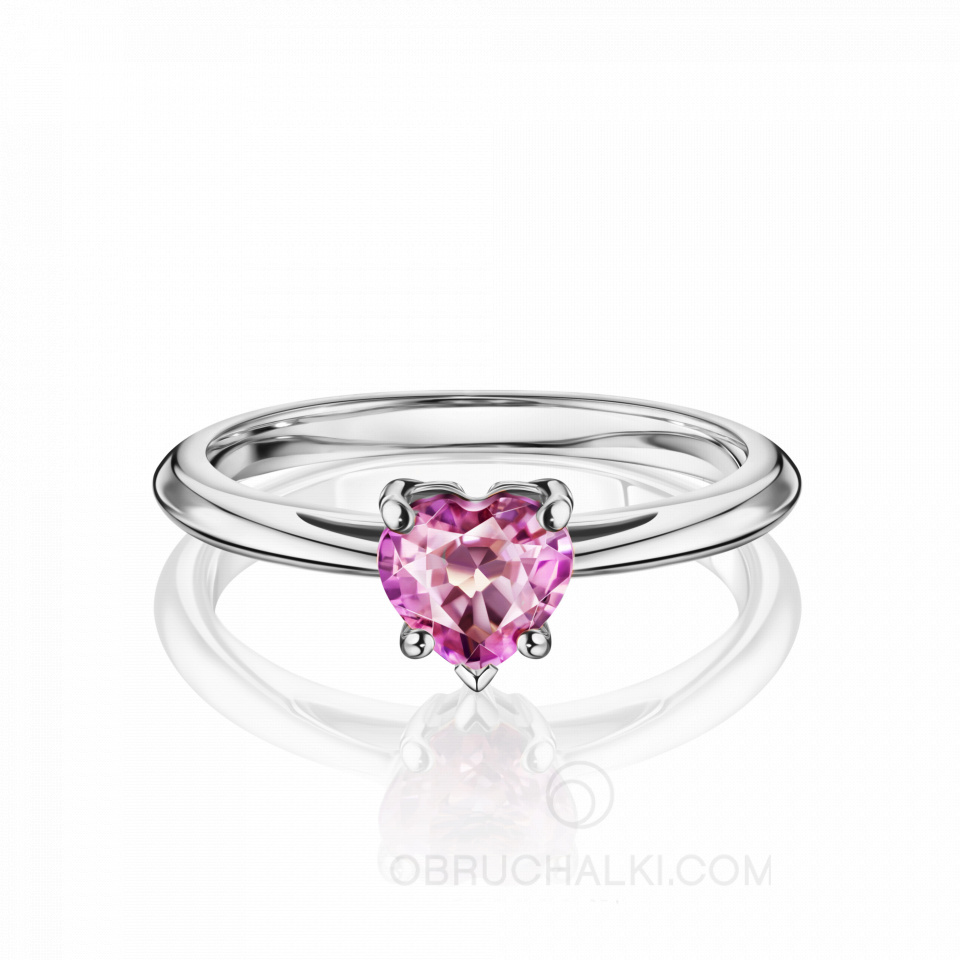 Помолвочное кольцо с розовым сапфиром огранки сердце SAPPHIRE HEART RING