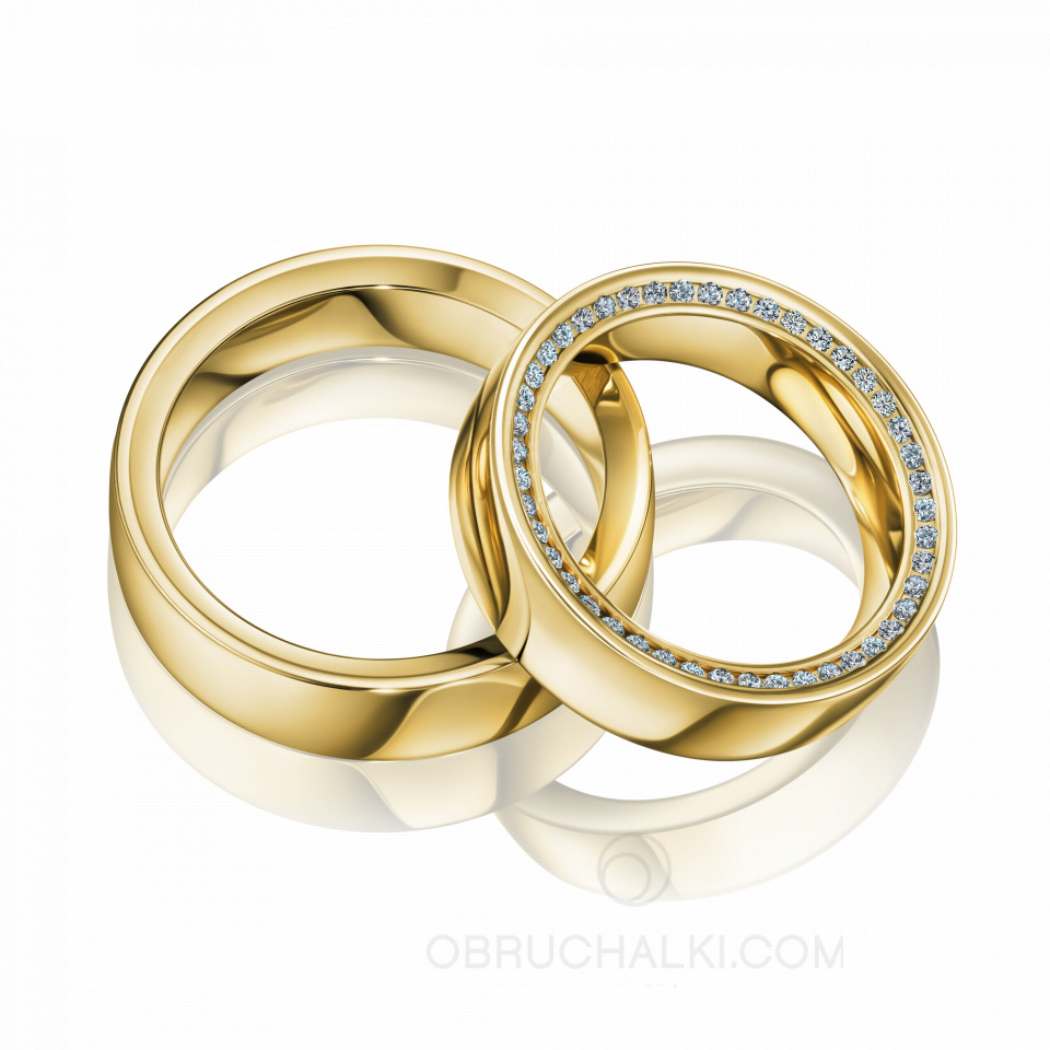 Парные обручальные кольца с бриллиантами CROP DIAMOND CIRCLE II