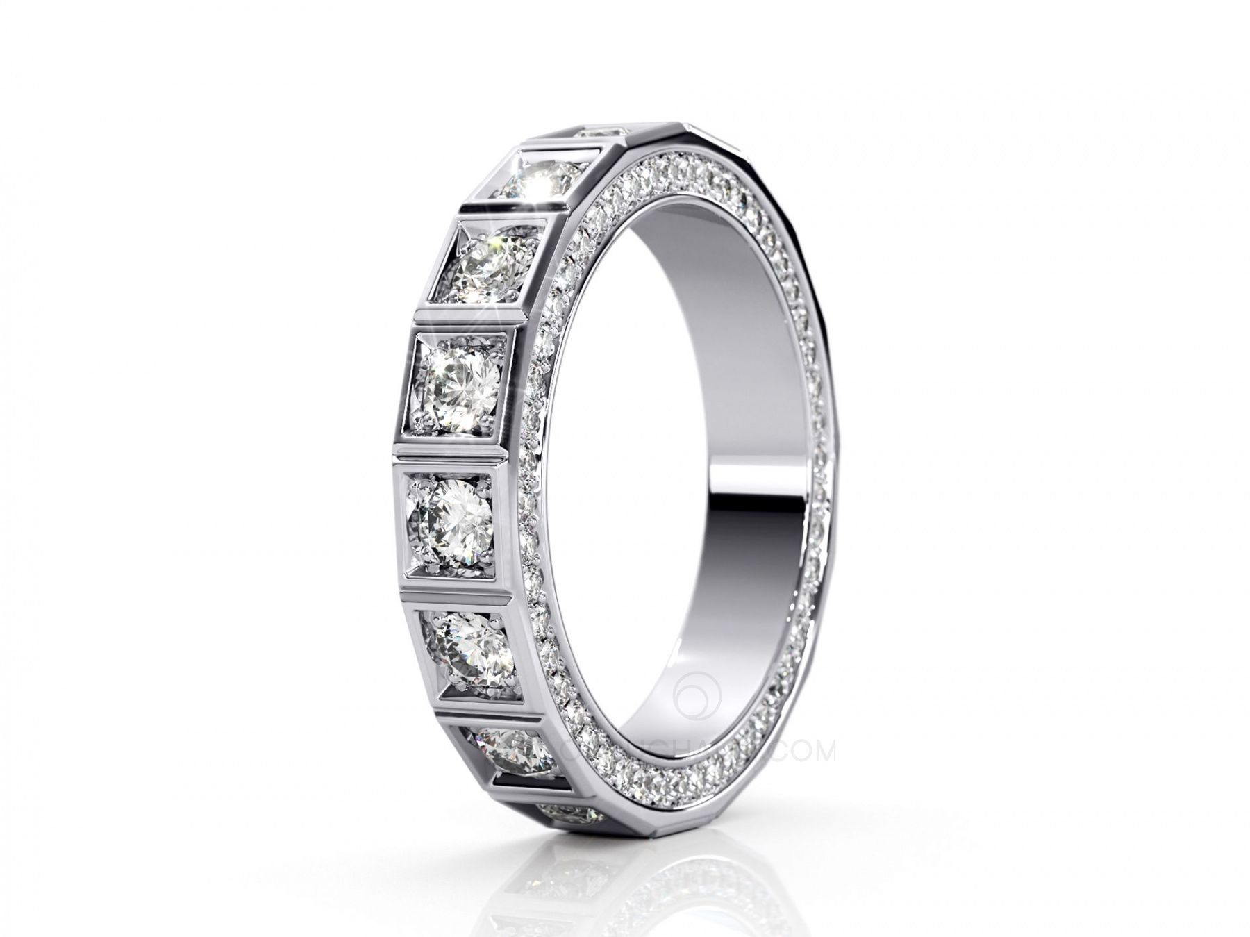 Купить Обручальное кольцо - дорожка с бриллиантами YOUR MAJESTY в интернет-магазине: уникальный дизайн, доступная цена, отзывы, описание