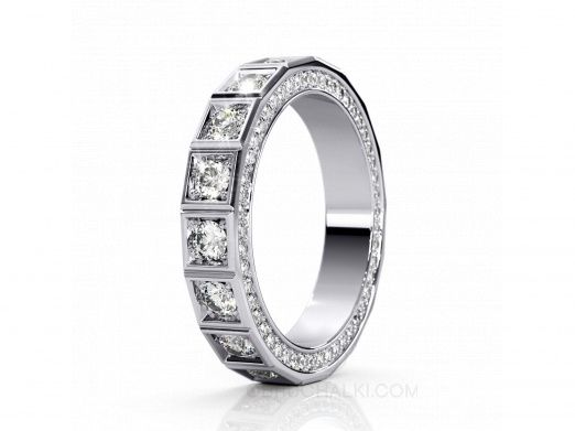 Обручальное кольцо - дорожка с бриллиантами на заказ фото