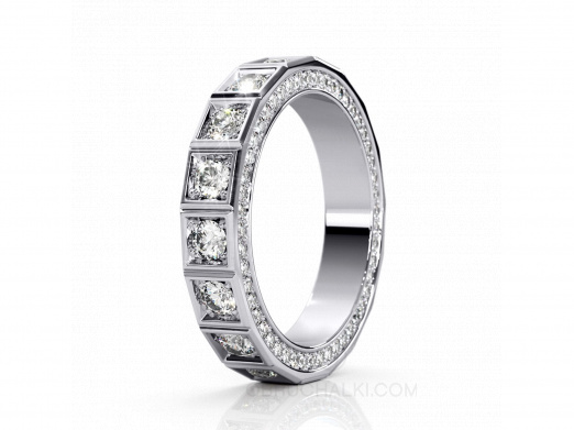 Обручальное кольцо - дорожка с бриллиантами YOUR MAJESTY на заказ фото