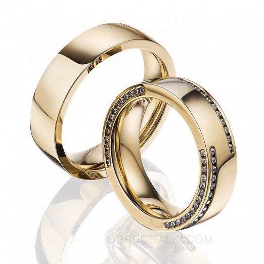 Парные обручальные кольца с бриллиантами DIAMOND SEGMENT на заказ фото 2