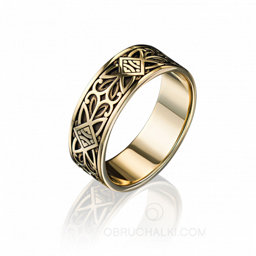 Мужское обручальное кольцо с резным орнаментом INTRICATE ORNAMENT на заказ фото