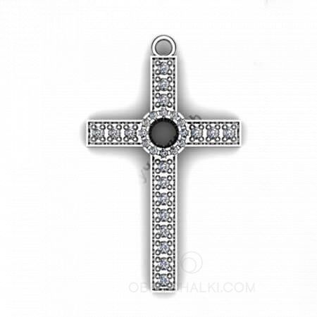 Легкий крест с бриллиантами на заказ фото