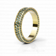 Обручальное кольцо с прозрачными гранями из желтого золота с зелеными бриллиантами LOVE STORY GREEN DIAMONDS на заказ фото