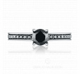 Помолвочное кольцо с черным круглым бриллиантом и дорожкой из черных бриллиантов   на заказ фото 3