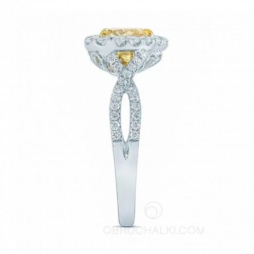 Женское кольцо из белого золота с желтым бриллиантом в форме сердца HEART OF STONE на заказ фото 3