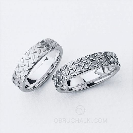Парные обручальные кольца TECH в стиле "сталь" на заказ фото 2
