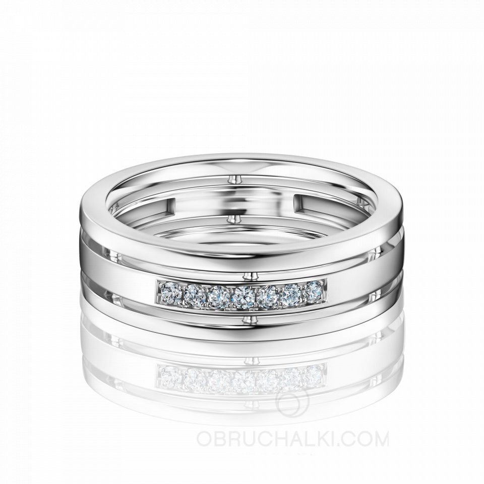 Полированное женское обручальное кольцо из белого золота COMBO GLOSS