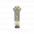 Помолвочное и обручальное кольцо из комбинированного золота с бриллиантами HALO на заказ фото 3