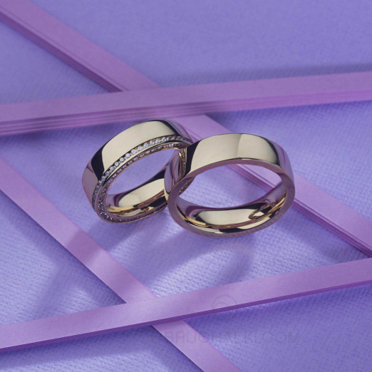 Парные обручальные кольца с бриллиантами RICH DIAMOND CIRCLE на заказ фото 3