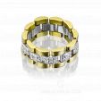 Красивое обручальное кольцо-браслет комбинированное с бриллиантами на заказ фото 2