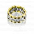 Красивое обручальное кольцо-браслет комбинированное с бриллиантами на заказ фото 2