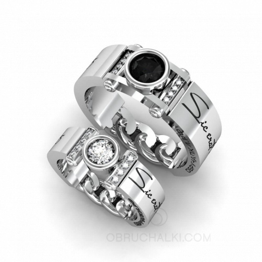 Парные обручальные кольца с черным бриллиантом DARK PRINCE на заказ фото 4