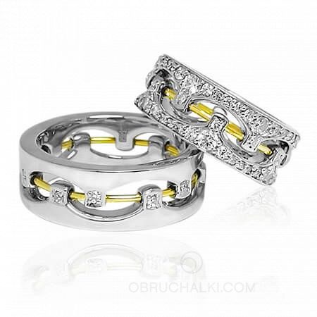 Подвижные обручальные кольца с бриллиантами на заказ фото