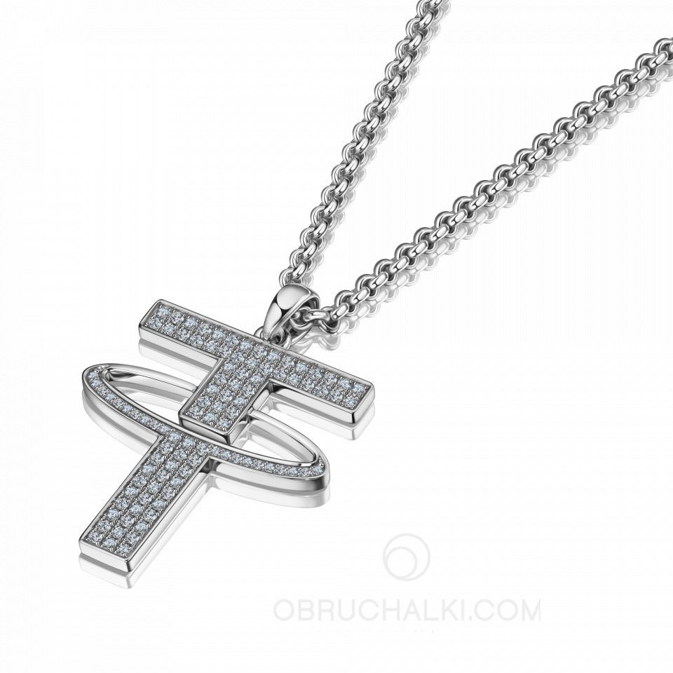 Кулон - подвеска буква из белого золота с бриллиантами 