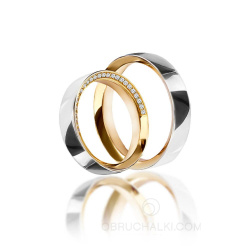 Классические обручальные комбинированные кольца с бриллиантами фото