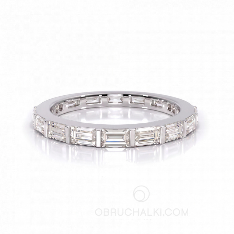 Комплект из помолвочного и обручального кольца для невесты EMERALD LINE &amp; BAGUETTE SHINY CIRCLE