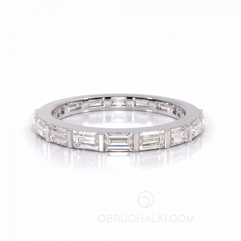 Комплект из помолвочного и обручального кольца для невесты EMERALD LINE &amp; BAGUETTE SHINY CIRCLE