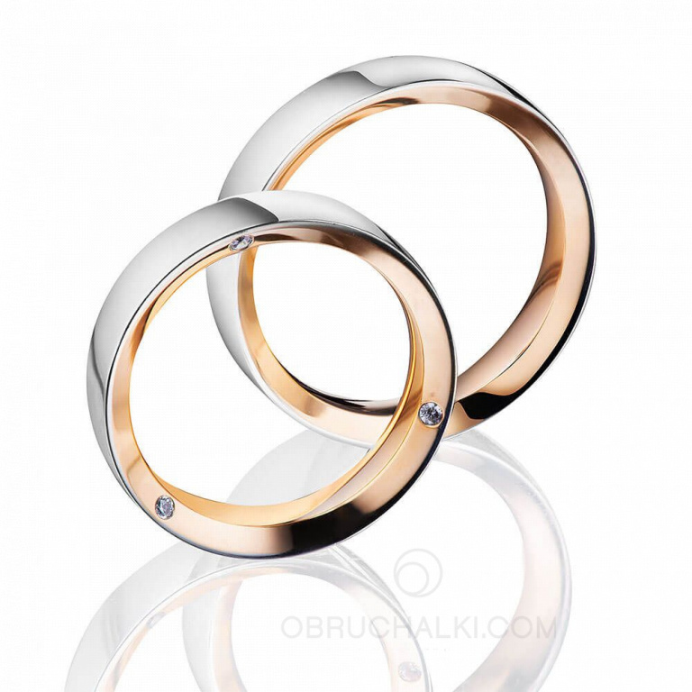 Парные обручальные кольца с бриллиантами CROP DIAMOND CIRCLE