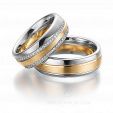 Стильные обручальные комбинированные кольца с бриллиантами LANES на заказ фото