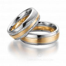 Стильные обручальные комбинированные кольца с бриллиантами LANES фото