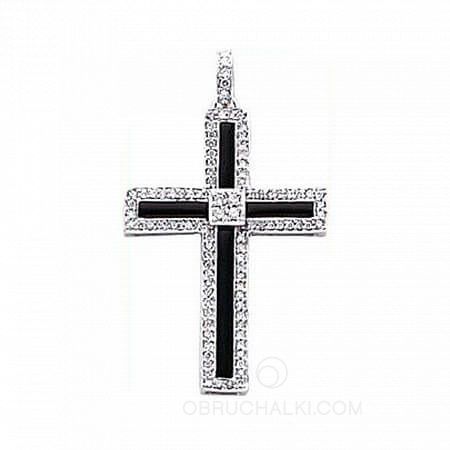 Крест с бриллиантами и горячей эмалью  на заказ фото