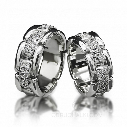 Красивые подвижные одноцветные белые обручальные кольца браслеты  на заказ фото 3