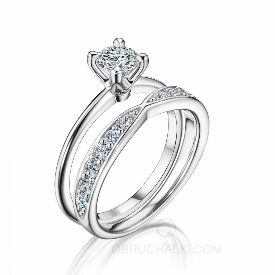Комплект из обручального и помолвочного кольца SNOW QUEEN & WHITE BRIDAL