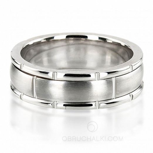 Мужское обручальное кольцо с подвижной серединой на заказ фото