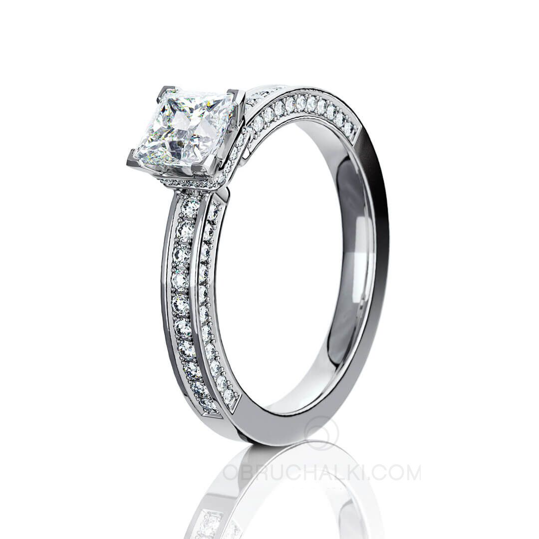 Помолвочное кольцо с бриллиантами EIFEL RING на заказ из белого и желтого золота, серебра, платины или своего металла