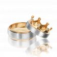 Матовые венчальные комбинированные кольца в виде короны с бриллиантами  на заказ фото