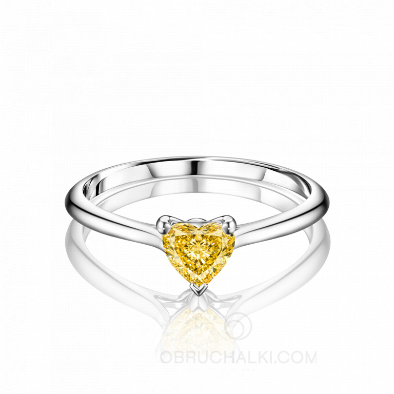 Помолвочное кольцо с жёлтым бриллиантом в форме сердца PROMISE SUN HEART