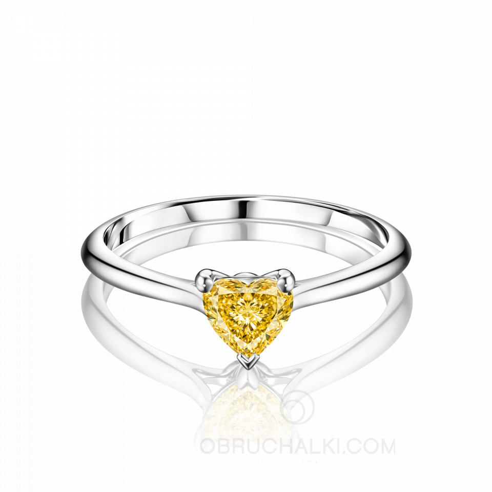 Помолвочное кольцо с жёлтым бриллиантом в форме сердца PROMISE SUN HEART