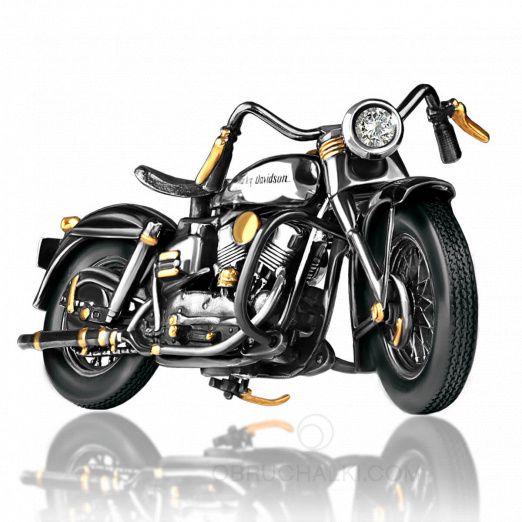 Серебряная модель мотоцикла Harley Davidson на заказ фото 4