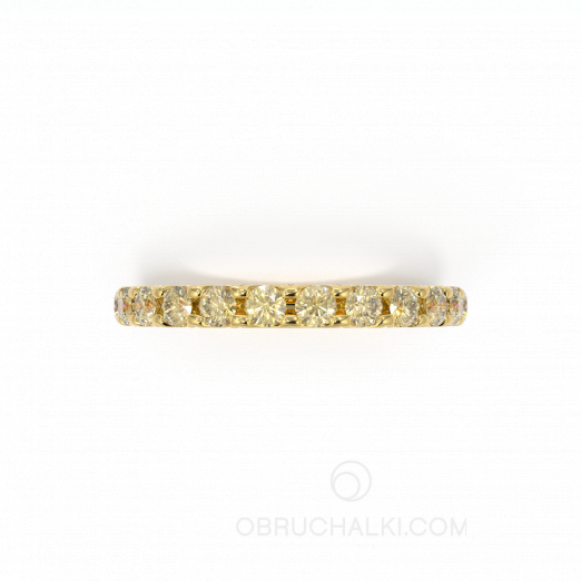 Женское обручальное кольцо из желтого золота с желтыми бриллиантами STONE SUN на заказ фото 2