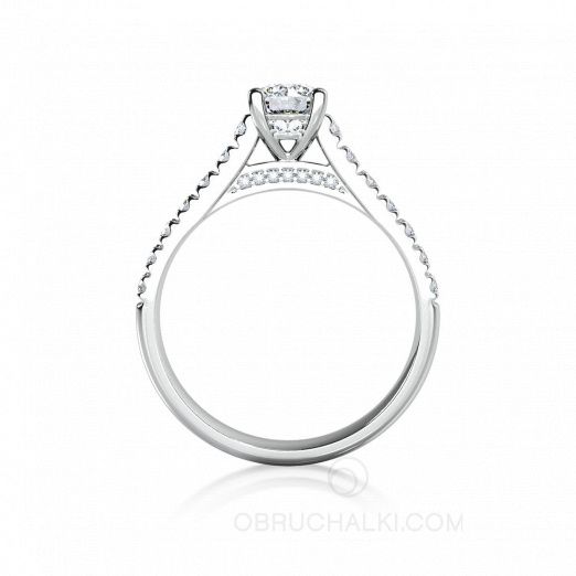 Кольцо для помолвки с бриллиантом и россыпью камней MAGNIFICENCE на заказ фото 3
