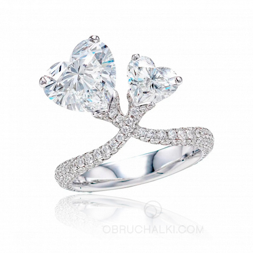Необычное женское кольцо с бриллиантами огранки сердце HEART SONG на заказ фото