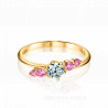 Изящное помолвочное кольцо с бриллиантом и розовыми сапфирами PINK SAPPHIRE DUET