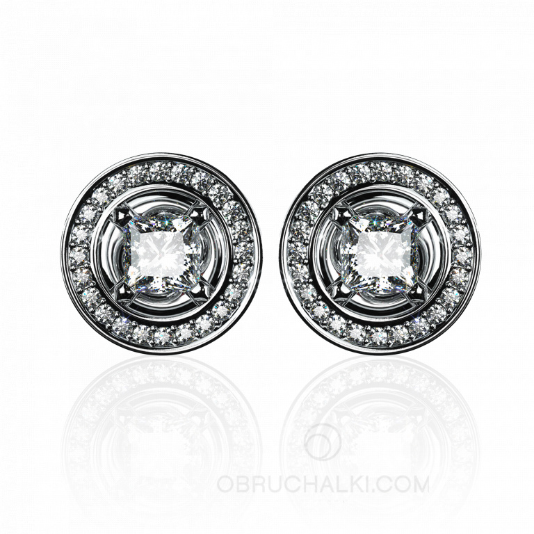 Пусеты-трансформеры круглые с бриллиантами MYSTERY EARRINGS