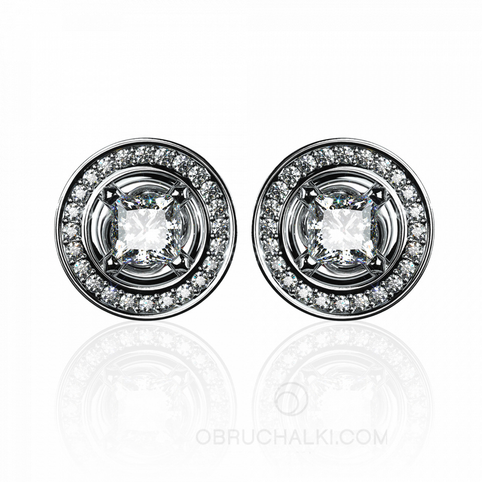 Пусеты-трансформеры круглые с бриллиантами MYSTERY EARRINGS