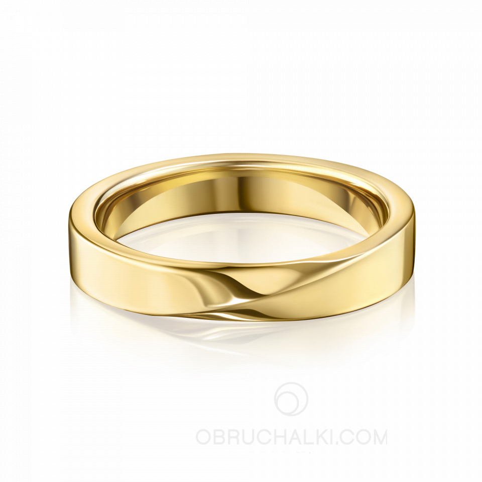 Мужское обручальное кольцо из жёлтого золота классическое MOBIUS MONO