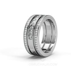 Широкое обручальное кольцо женское с бриллиантами широкое COMBO BONNIE & CLYDE фото
