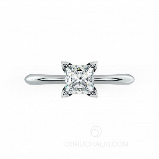 Помолвочное кольцо золотое с квадратным бриллиантом принцесса PRINCESS DREAMS на заказ фото 3