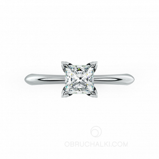 Помолвочное кольцо золотое с квадратным бриллиантом принцесса PRINCESS DREAMS на заказ фото 2