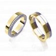 Обручальные комбинированные кольца с бриллиантами белое и цветное золото HAPPY MARRIAGE на заказ фото 3