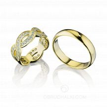 Обручальные парные кольца с бриллиантами DIAMOND BRAID фото
