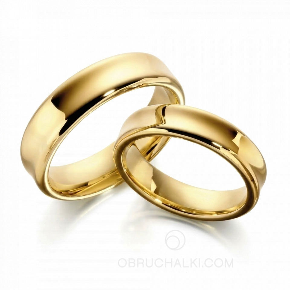 Гладкие классические обручальные кольца вогнутого профиля 