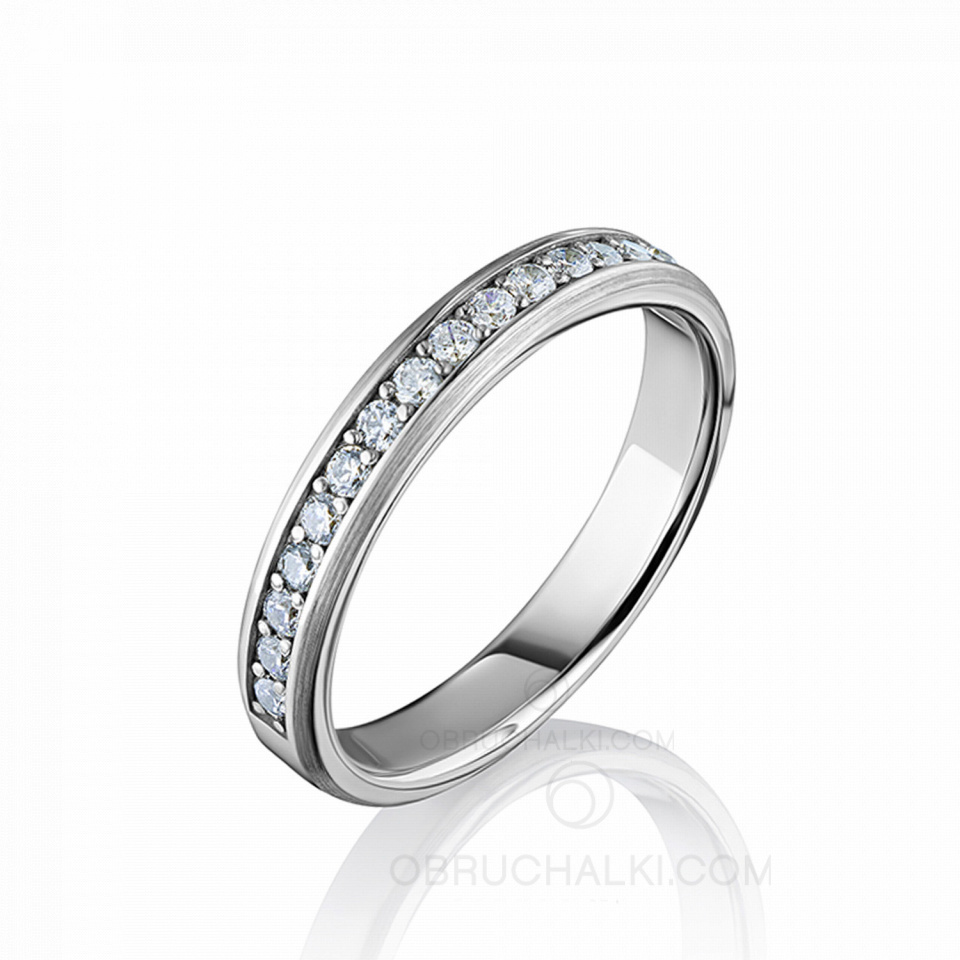 Свадебный комплект колец из белого золота EMERALD LINE &amp; DIAMOND STORY